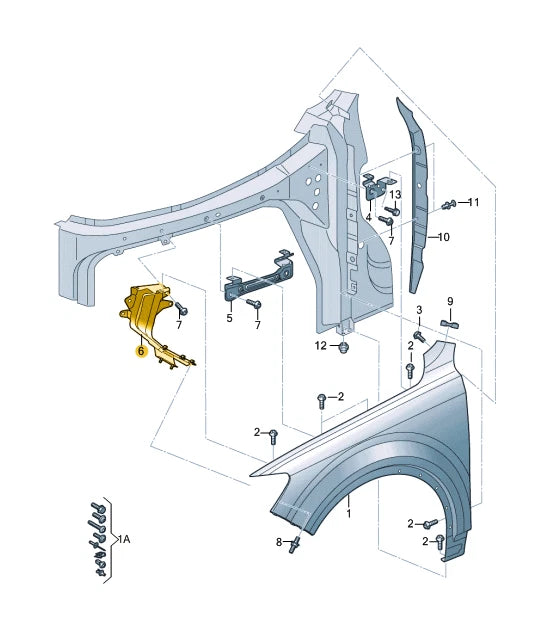 NEW AUDI Q7 2016> FRONT LEFT FENDER MOUNTING SUPPORT BRACKET BRACE4M0821131C