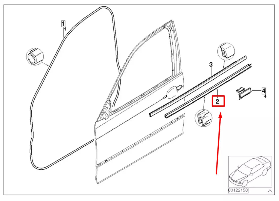 NEW BMW 3 E46 FRONT LEFT DOOR WINDOW WEATHER STRIP 51338194701 8194701 ORIGINAL