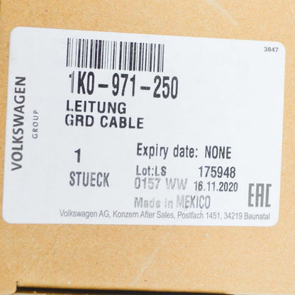 NEW AUDI A3 8P NEGATIVE BATTERY EARTH LINE CABLE 1K0971250 ORIGINAL