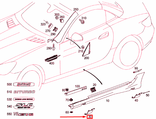 NEW MB SLK R172 FRONT RIGHT JACK TUBE COVER TRIM A17269802589999 ORIGINAL