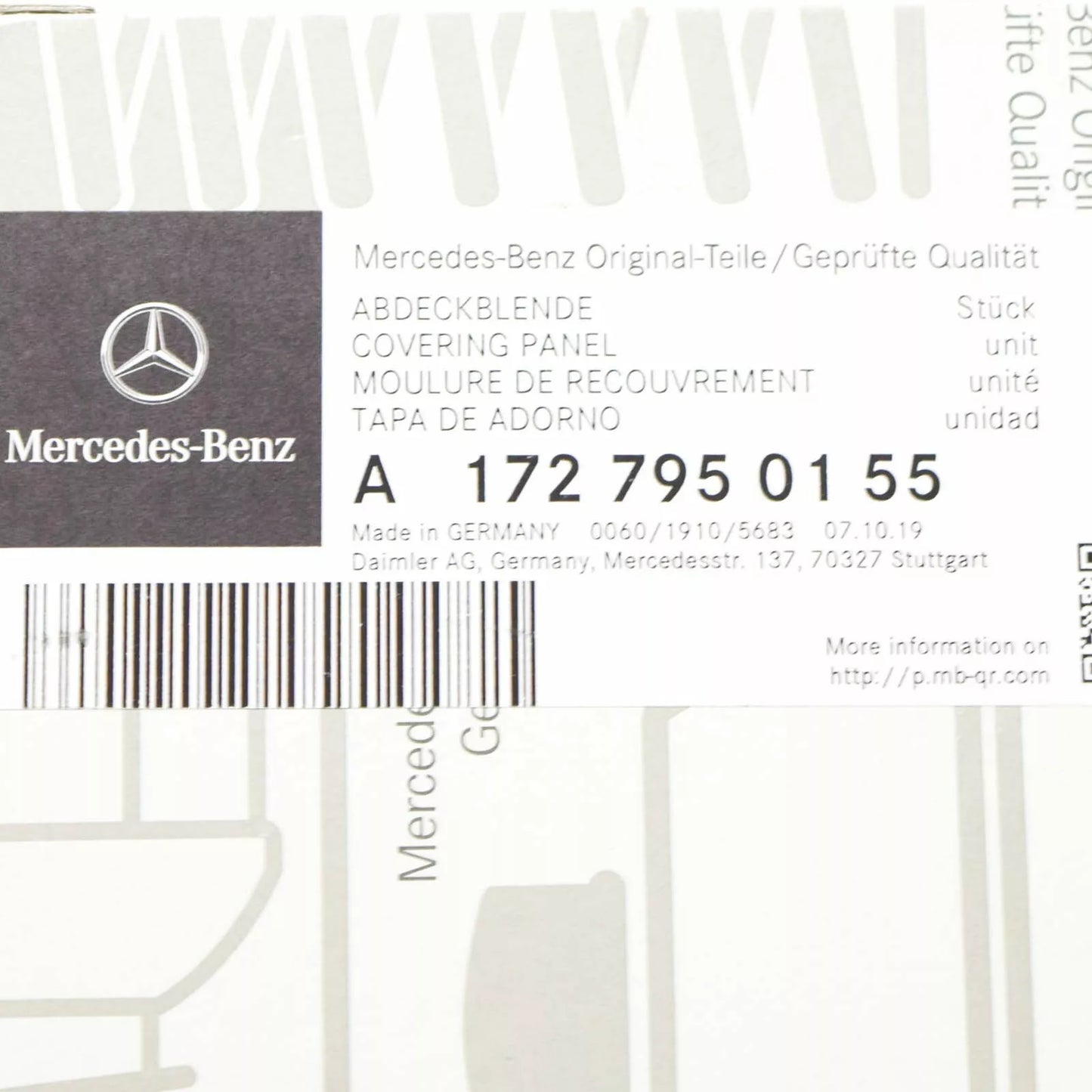 NEW MERCEDES-BENZ SLK R172 REAR  C PILLAR LEFT TRIM A1727950155