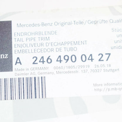 NEW MB B-CLASS W246 EXHAUST PIPE RIGHT MUFFLE TIP A2464900427 ORIGINAL