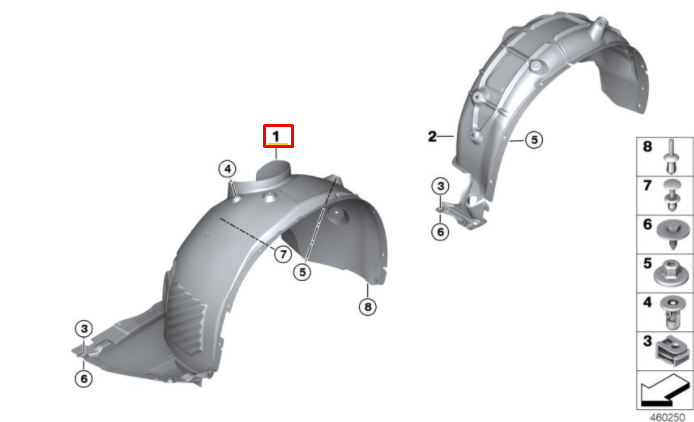 new bmw x1 f48 front right fender wheel arch liner 51717342176 7342176 original
