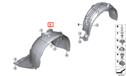 new bmw x1 f48 front right fender wheel arch liner 51717342176 7342176 original