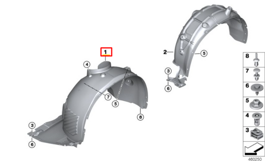 new bmw x1 f48 front right fender wheel arch liner 51717342176 7342176 original
