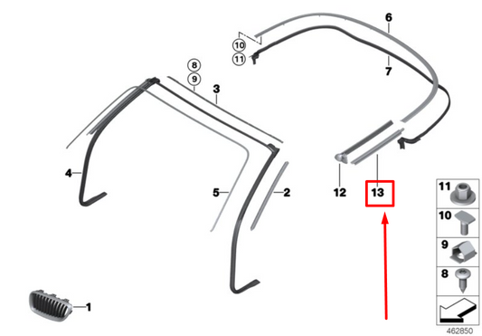 new bmw 2 cabrio f23 left outer weatherstrip 7346719 51377346719 original