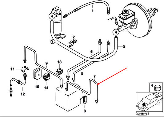 new bmw 5 e39 front dsc brake pipe 34326755308 6755308 2001 original