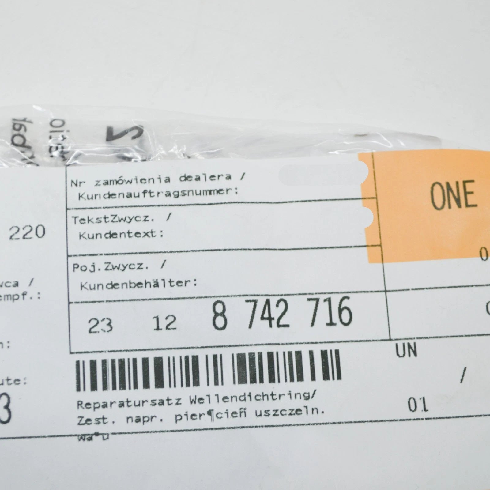 NEW BMW 3 E36 TRANSMISSION OUTPUT SHAFT SEAL REPAIR KIT 23128742716 ORIGINAL