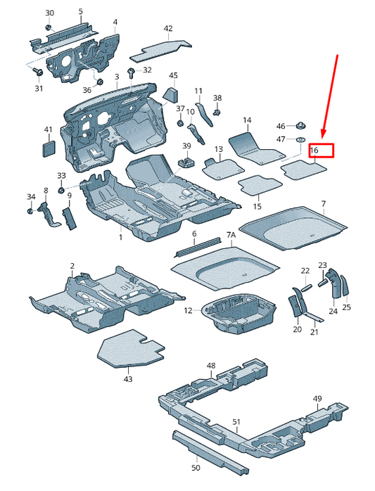 new skoda octavia 5e mk3 rear right floor mat 5e0864452dtei original