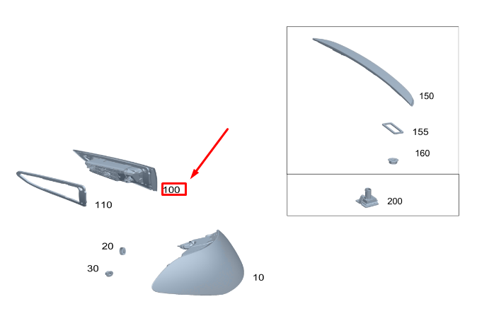 new mercedes-benz gle w167 coupe rear left inner taillight a1679066507 original