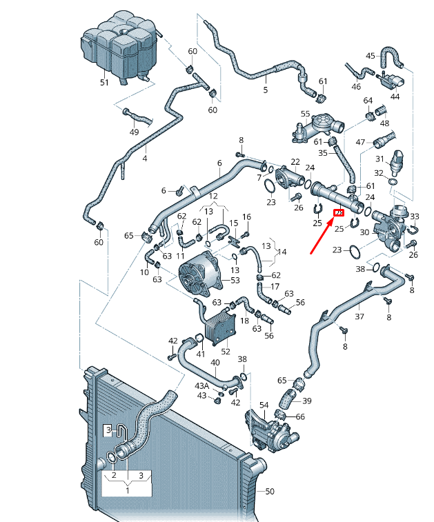 NEW VW TOUAREG 7P MK2 REAR CENTER COOLANT PIPE 079121071BT ORIGINAL