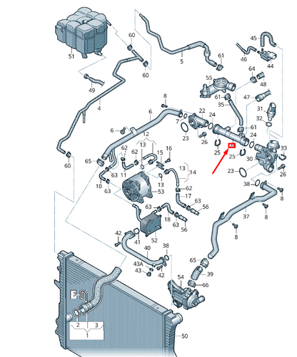 NEW VW TOUAREG 7P MK2 REAR CENTER COOLANT PIPE 079121071BT ORIGINAL