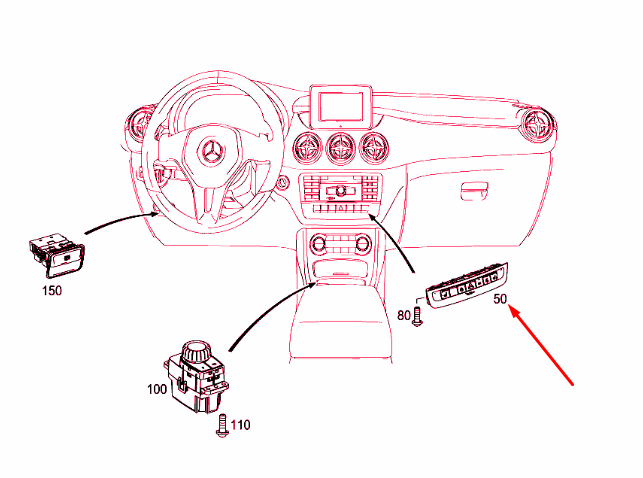 NEW MB CLA COUPE C117 UPPER CONTROL PANEL SWITCH BLOCK A24690580022A17 ORIGINAL