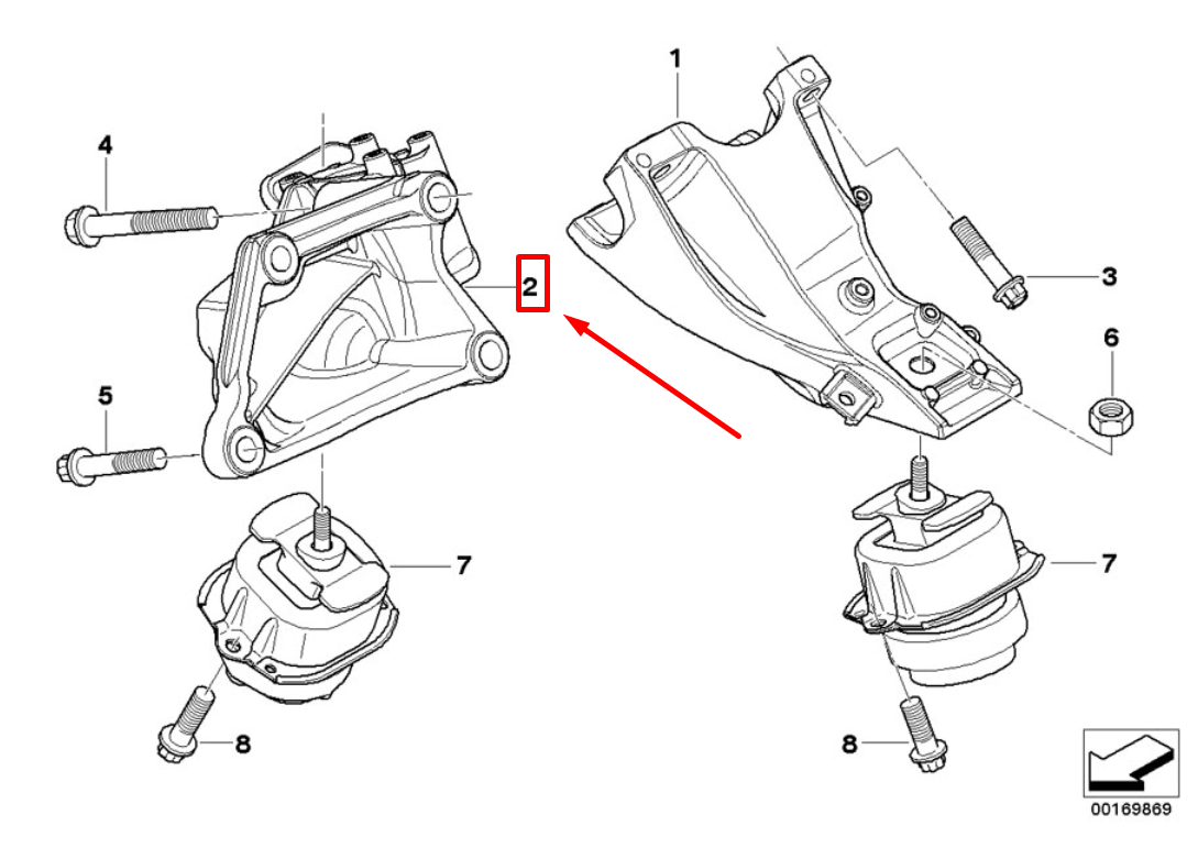 new bmw x5 f15, f85 front right engine mount bracket 22116882036 6882036