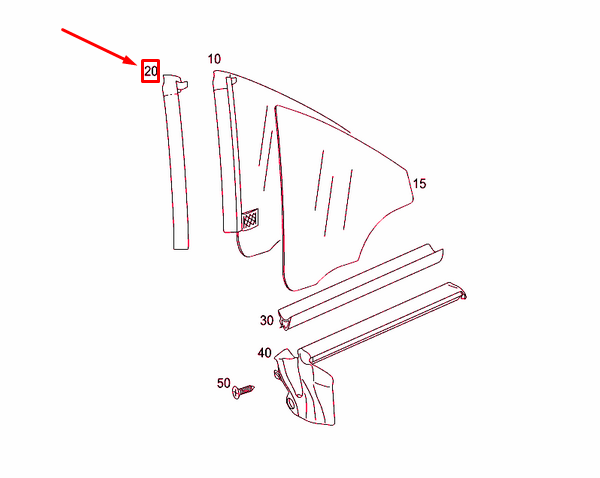 NEW MB SLK R171 REAR RIGHT SIDE WINDOW SEAL FRAME A1716700239 ORIGINAL