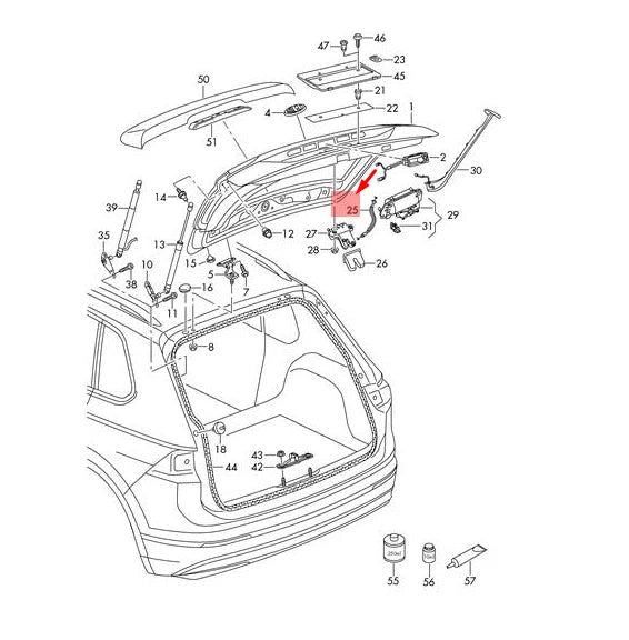 NEW VOLKSWAGEN TIGUAN MK1 TAILGATE BOWDEN CABLE LOCK CABLE 5NA827535 ORIGINAL