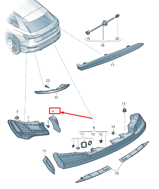 new audi e-tron ge rear left tail light trim 4k4945253 original