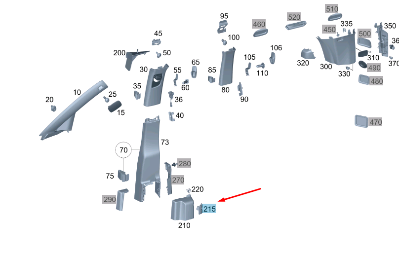 NEW MB VITO W447 INNER LEFT B-PILLAR LAMP UNIT A44782008399051 ORIGINAL