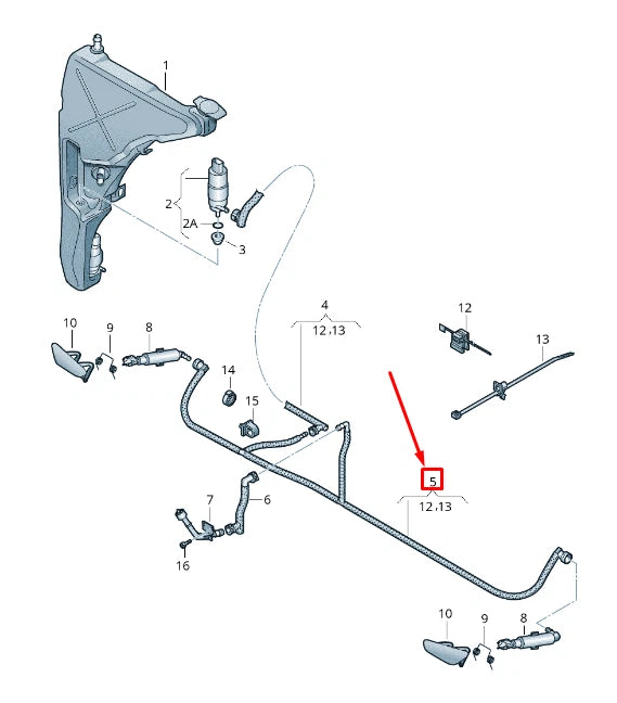 NEW AUDI A8 4H HEADLIGHT WASHER SYSTEM HOSE 4H0955970D ORIGINAL