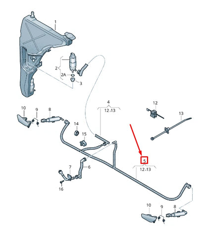 NEW AUDI A8 4H HEADLIGHT WASHER SYSTEM HOSE 4H0955970D ORIGINAL