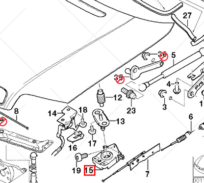 new bmw x5 e53 front bonnet hood lock lower part 51238203862 original