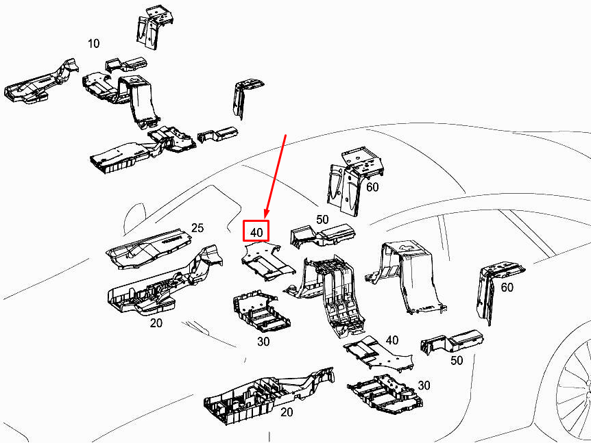 new mercedes-benz e coupe c238 central left cable duct cover a2388211500
