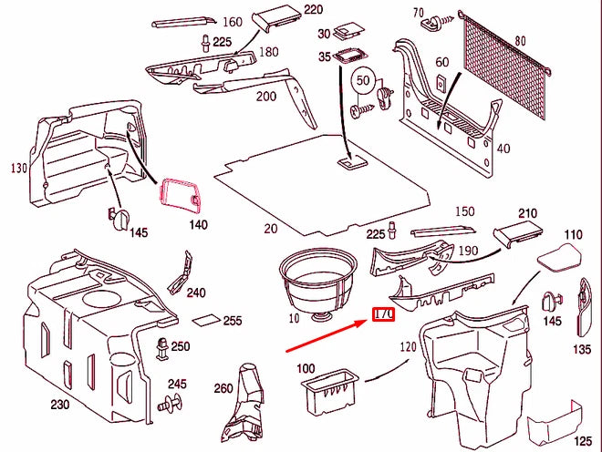 NEW MB CL C215 LUGGAGE COMPARTMENT LEFT OUTSIDE COVER A21569301337C45 ORIGINAL