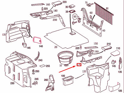 NEW MB CL C215 LUGGAGE COMPARTMENT LEFT OUTSIDE COVER A21569301337C45 ORIGINAL