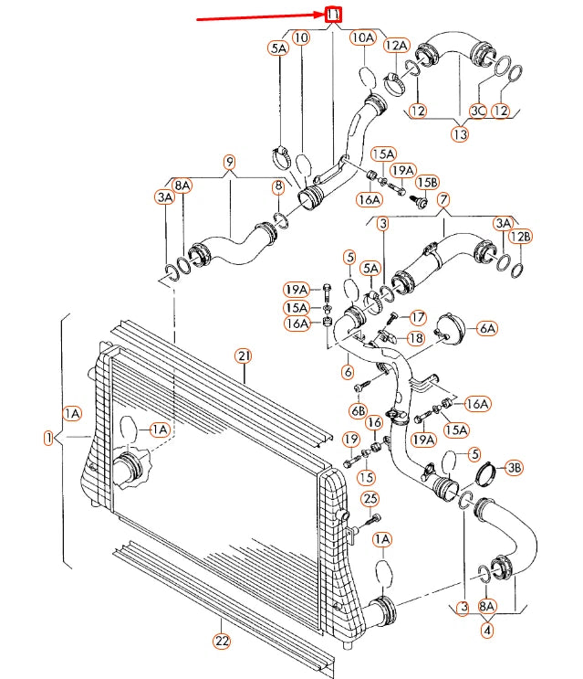 NEW AUDI A3 8P CHARGE AIR COOLER RETURN AIR PIPE 3C0145770E