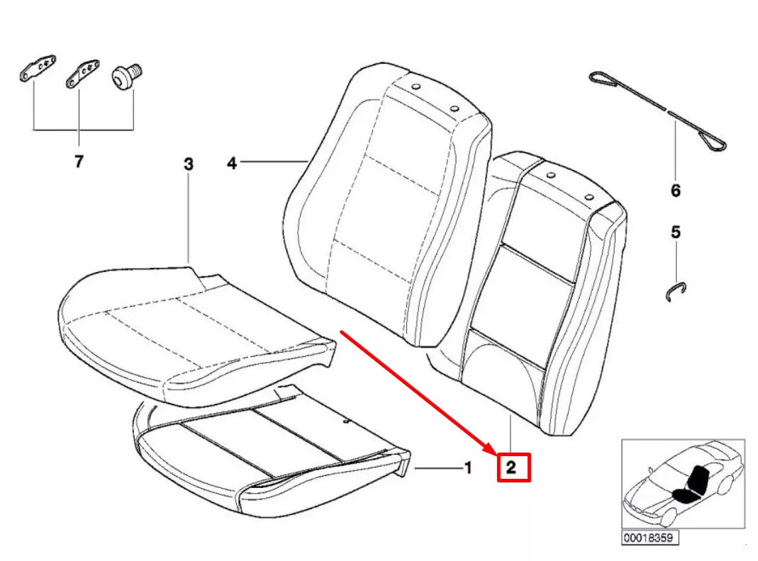 NEW BMW 3 E46 FRONT SEAT BACKREST UPHOLSTERY 8261011 52108261011 ORIGINAL