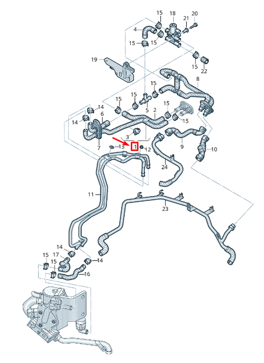 new audi a5 8t engine coolant hose 8k1265371p original