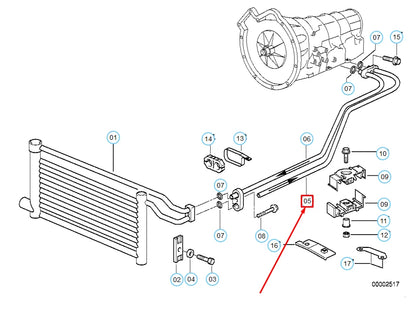 NEW BMW 5 E39 TRANSMISSION OIL COOLER HOSE PIPE OUTLET 17221744459 ORIGINAL