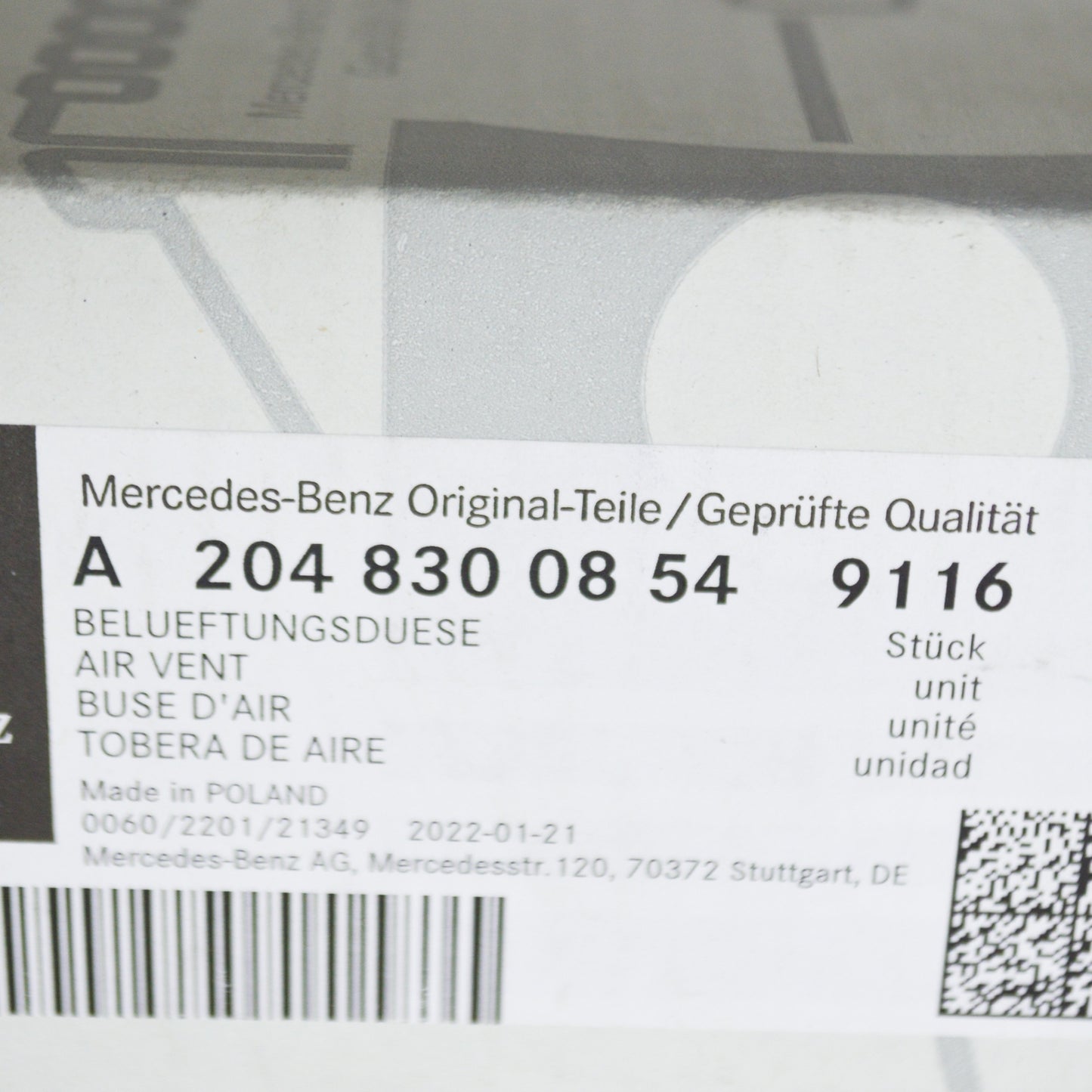 NEW MB C W204 FRONT RIGHT OUTER VENT GRILLE A20483008549116 ORIGINAL