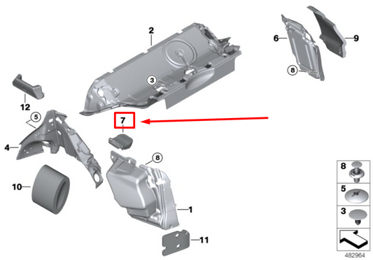 new bmw x3 g01 right spring strut sound insulation 7410880 51487410880 original