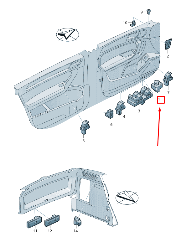 new skoda kodiaq ns exterior mirror adjustment switch 565959565whi original
