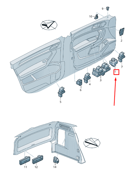new skoda kodiaq ns exterior mirror adjustment switch 565959565whi original