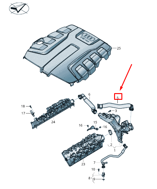 NEW AUDI A8 4N ENGINE VENT HOSE 057103209P ORIGINAL
