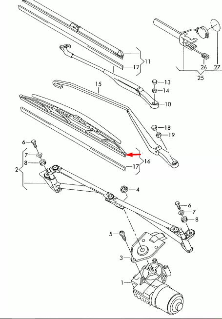 NEW VW BORA 1J6 FRONT WINDSCREEN WIPER BLADES 1J0998003