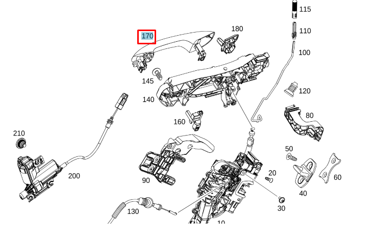 NEW MERCEDES-BENZ E W213 REAR LEFT DOOR EXTERIOR HANDLE A09976019019197 ORIGINAL