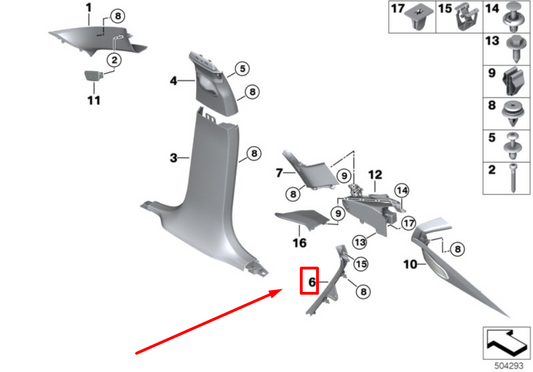 new bmw x6g06 right column-c cover 51437949922 7949922 original