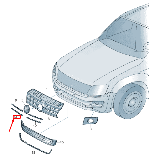 new vw amarok 2h right lower radiator grille molding 2hh853766a9b9 original