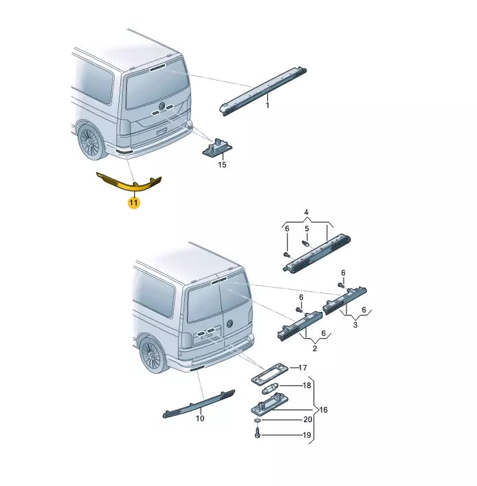 NEW VOLKSWAGEN TRANSPORTER T5 REAR BUMPER RIGHT REFLECTOR 7E0945106E