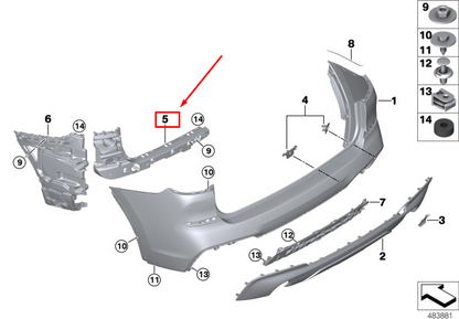 new bmw x3 g01 rear left bumper side guide 51127400665 original