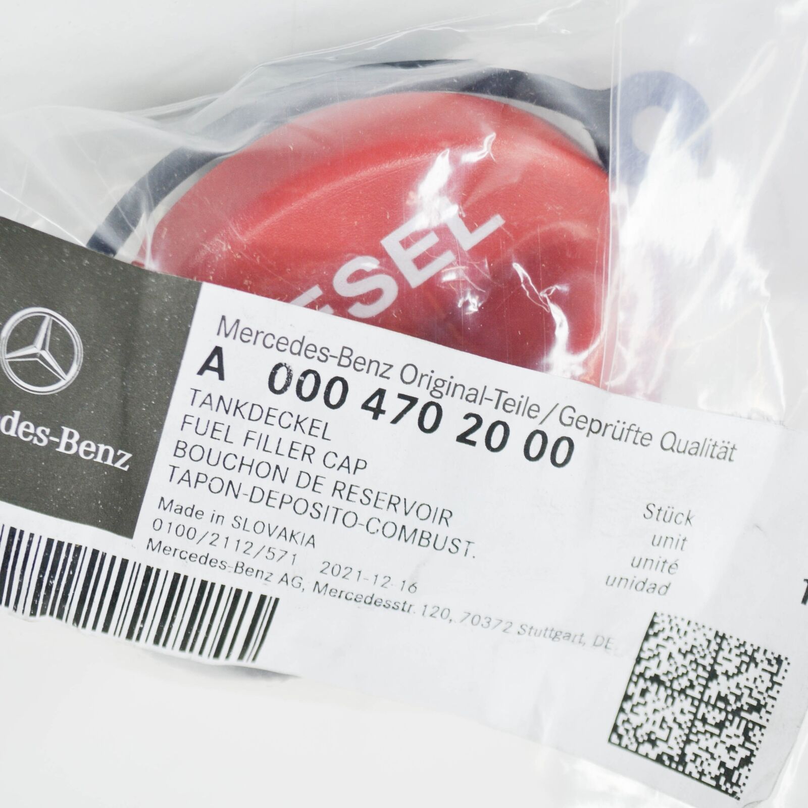 NEW MERCEDES-BENZ SPRINTER W907 FUEL TANK FILLER CAP A0004702000 ORIGINAL