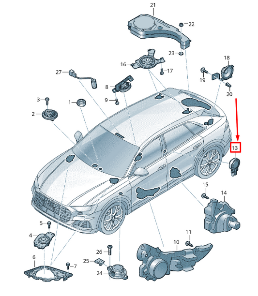 new audi q8 4mn rear door treble speaker 4k0035399a original