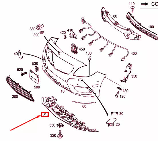 NEW MERCEDES-BENZ B W246 FRONT BUMPER COVER BOTTOM SUPPORT A2468850036