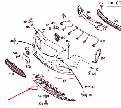 NEW MERCEDES-BENZ B W246 FRONT BUMPER COVER BOTTOM SUPPORT A2468850036