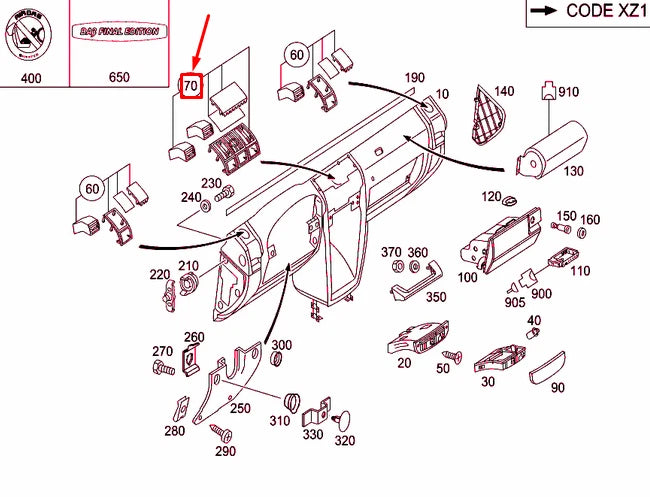 NEW MB G W463 INSTRUMENT PANEL TOP SPEAKER GRILLE COVER LHD A4636807508