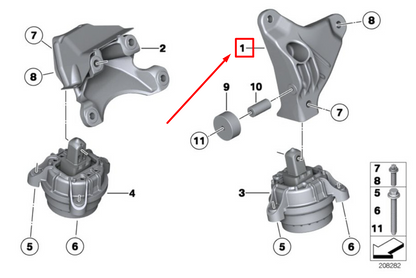 new bmw 7 f01, f02 left engine support bracket 22116777605 6777605 original