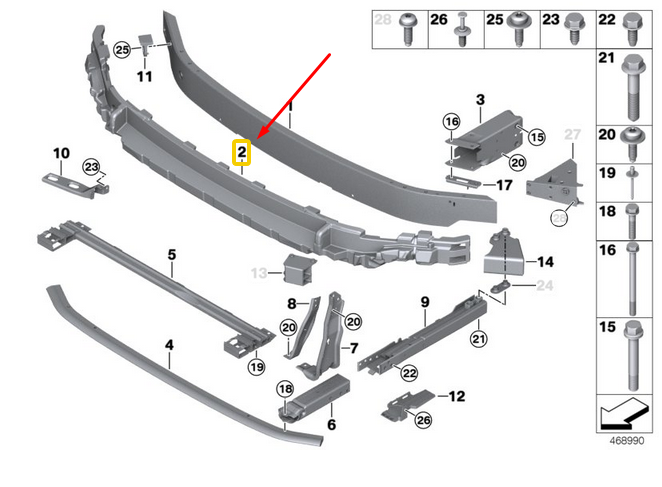new mini cooper f56 front bumper top impact aborber 7301590 51647301590 original